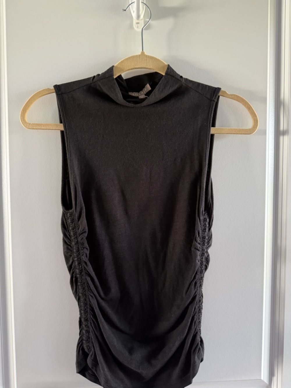 Lilla P Shirred Mock Neck Sleeveless Top